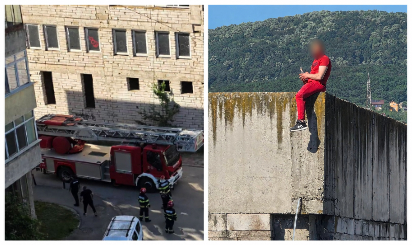 Momente dramatice! Un tânăr de 21 de ani care amenința că se aruncă de pe bloc a căzut în gol în fața salvatorilor. Bărbatul se află în stare gravă