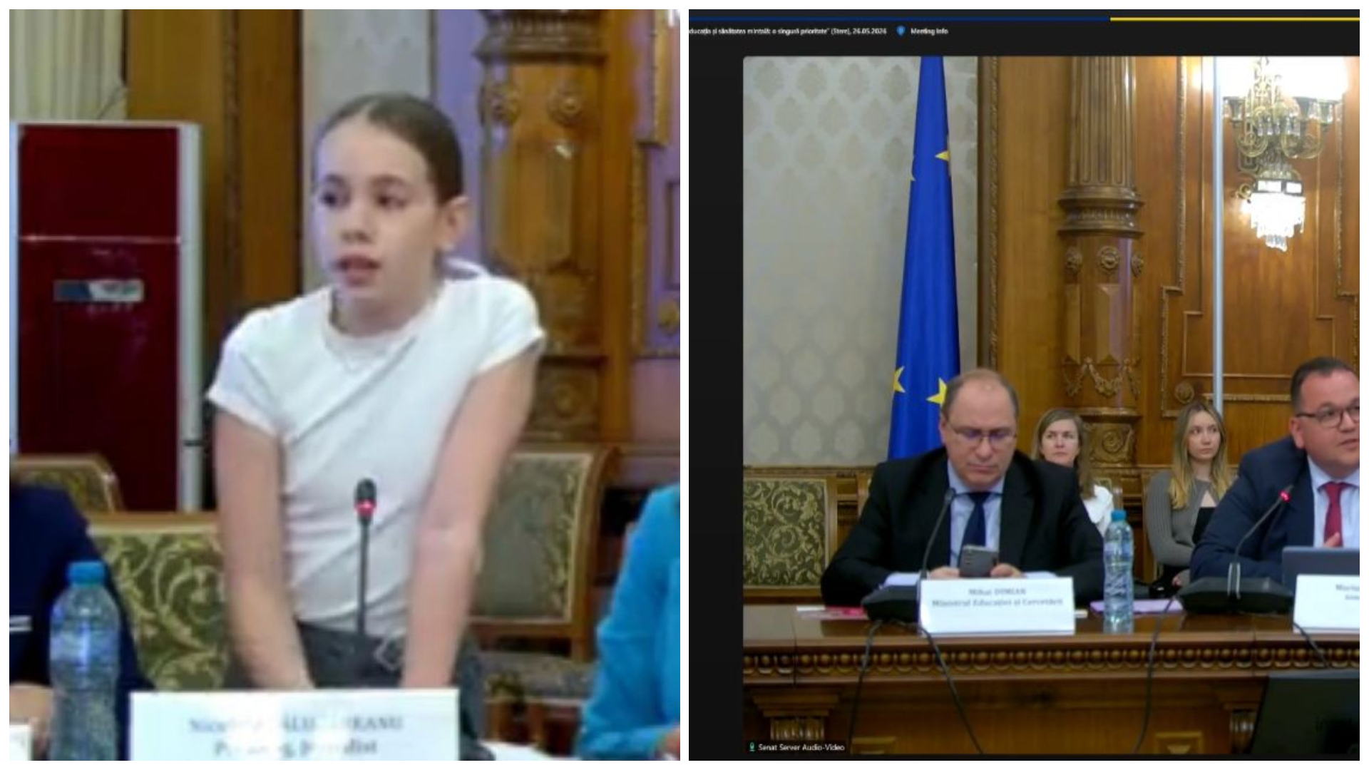 O elevă de clasa a V-a a izbucnit în lacrimi în Parlament și a spus adevărul dur despre școala din România. Ministrul Educației stătea pe telefon