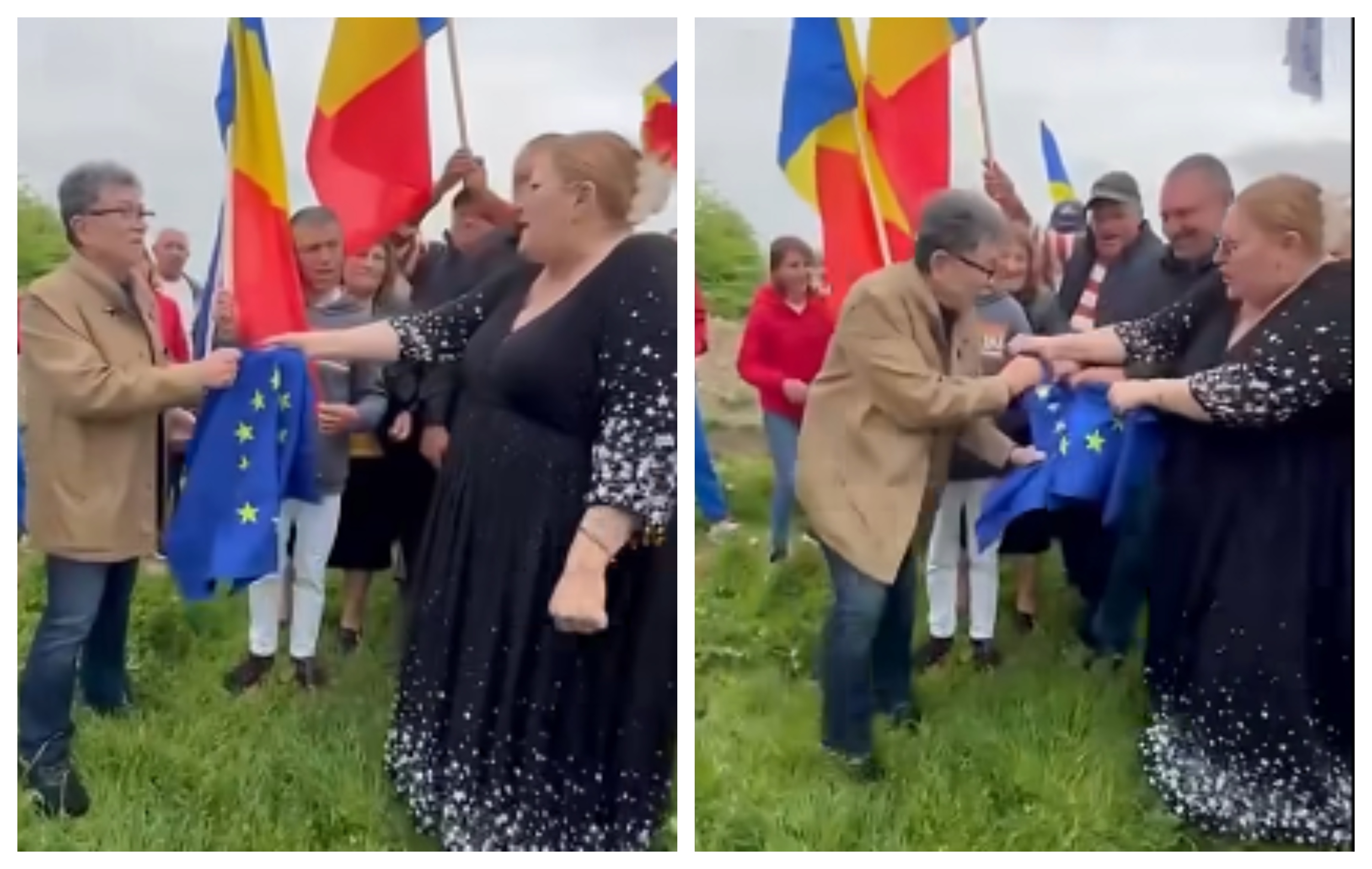 Primește salariu de la Parlamentul European, dar a rupt steagul UE! Gestul controversat făcut de Diana Șoșoacă VIDEO