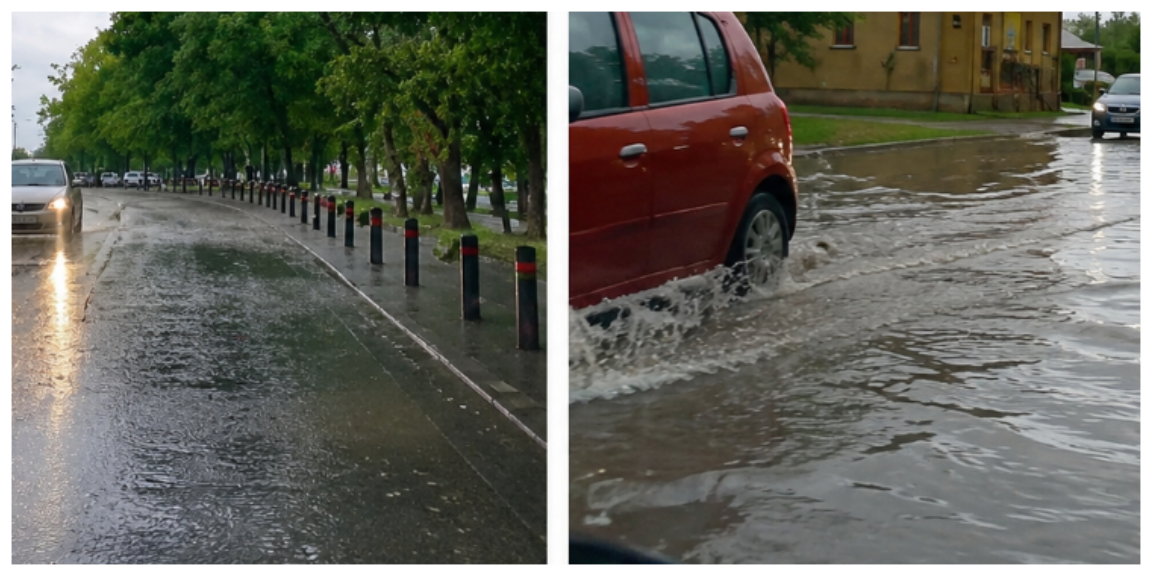 Rupere de nori în Cluj-Napoca! Calea Someșeni s-a transformat într-un lac după o ploaie torențială VIDEO