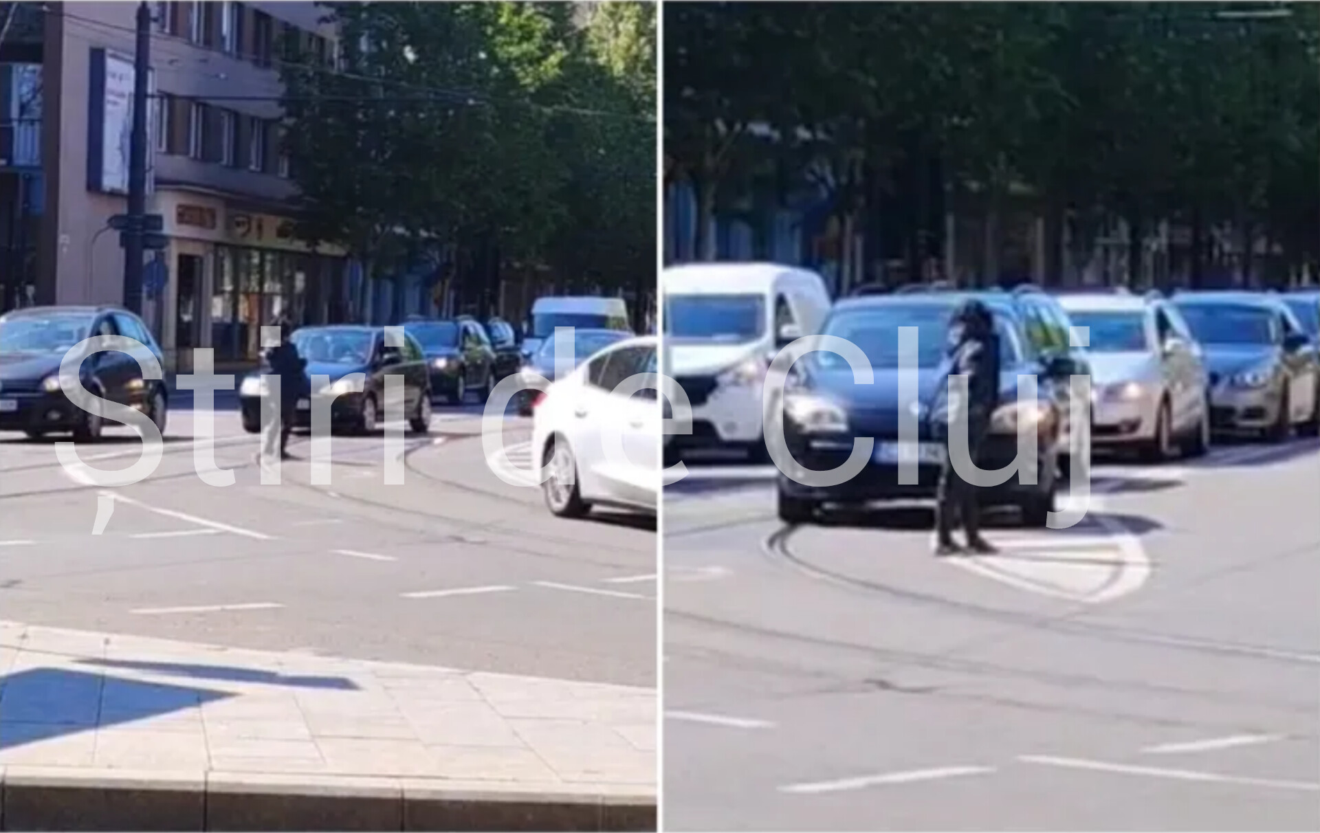 VIDEO. Scene șocante în Piața Gării din Cluj-Napoca! O femeie a intrat haotic printre mașini și a pus în pericol traficul: „Pare drogată sau beată”