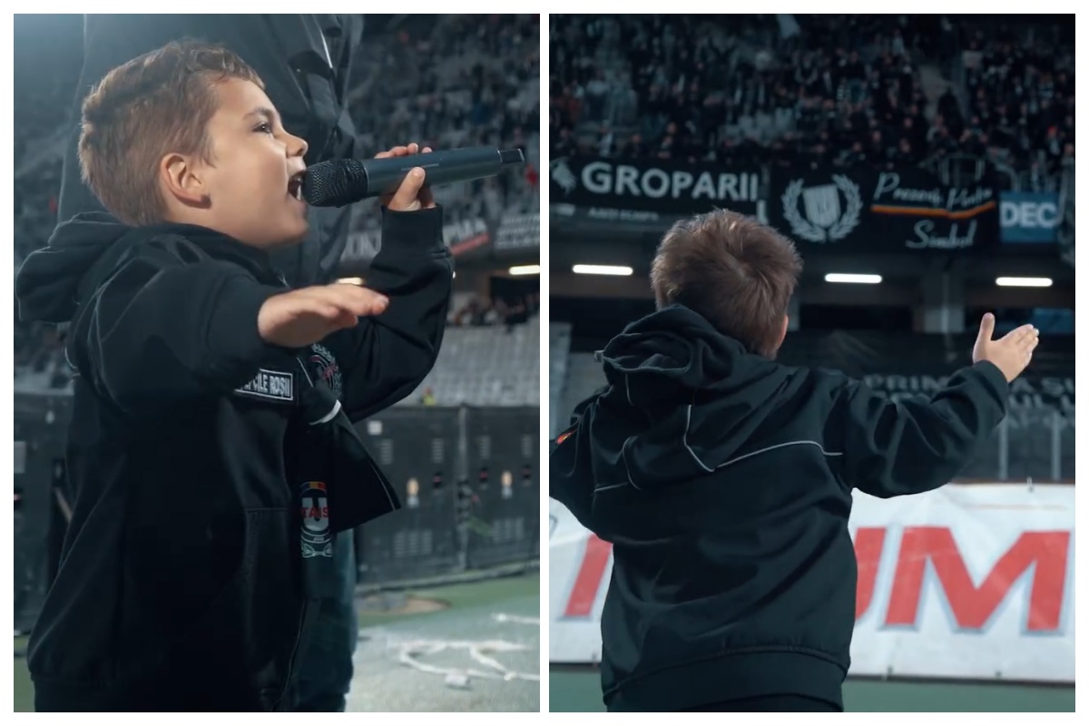 VIDEO. Un puști simpatic, noul „șef” de galerie al suporterilor „U” Cluj: A dirijat cu o pasiune de nedescris miile de suporteri. Merită să-l vezi!