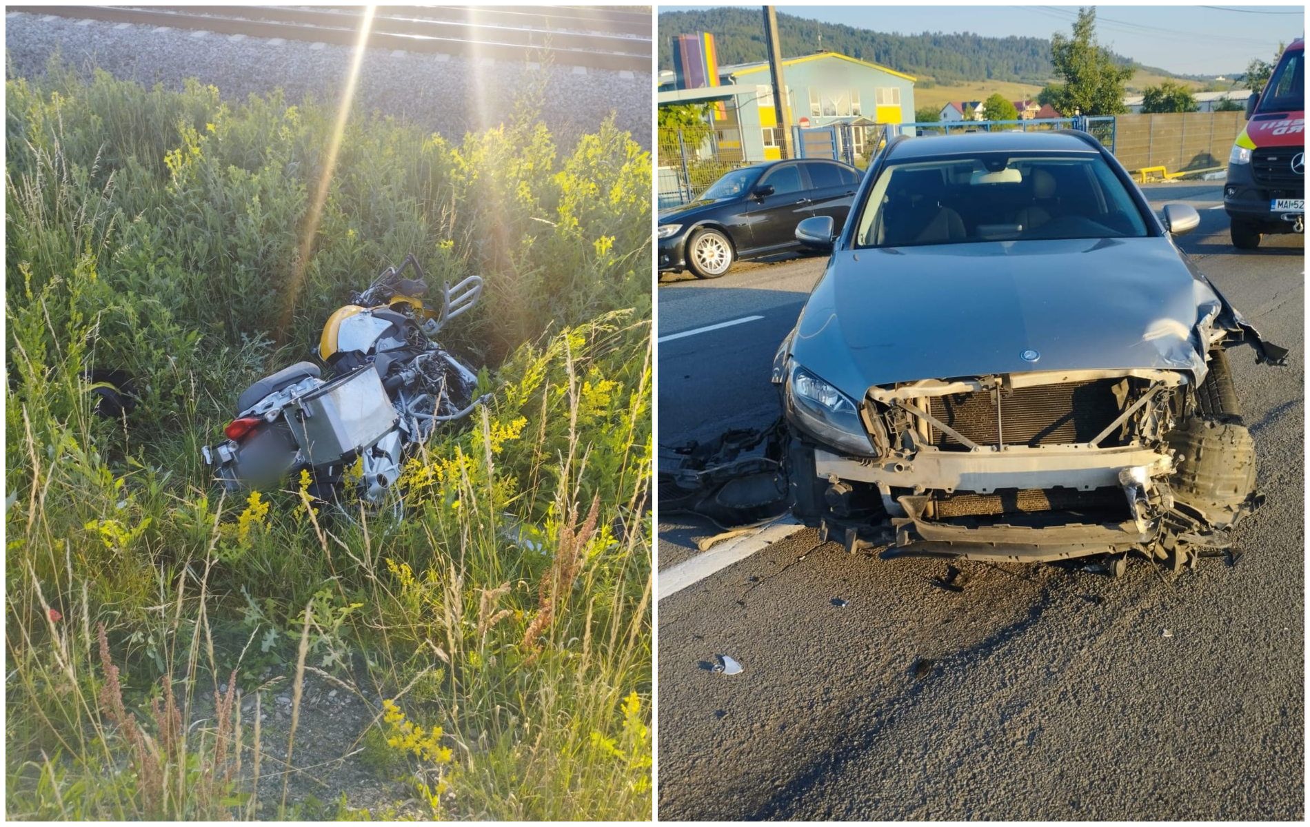 Accident între o motocicletă și un autoturism la Dej. Motociclist de aproximativ 50 de ani, transportat la spital - UPDATE