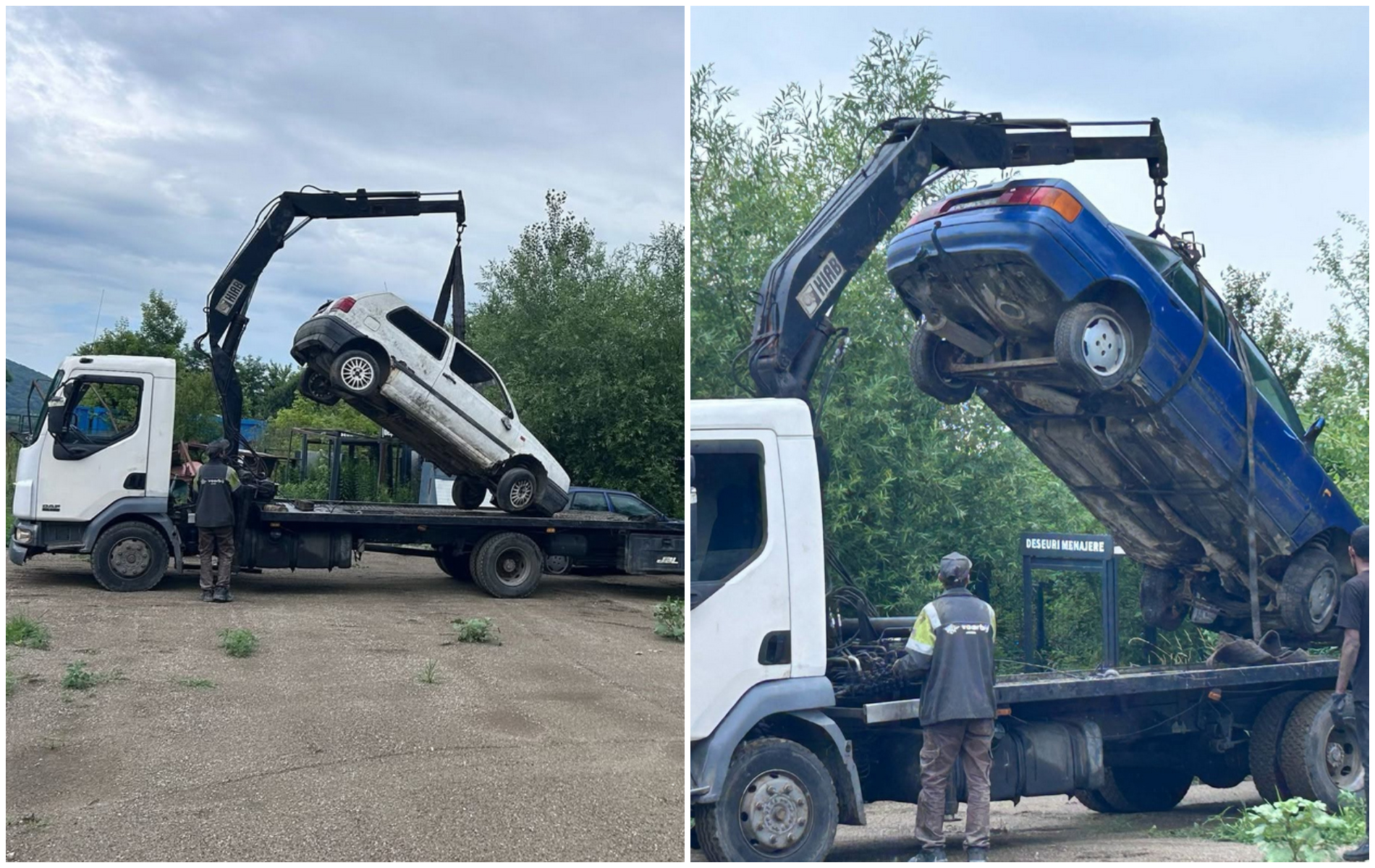 Adio, mașini abandonate într-o localitate din județul Cluj! A început ridicarea „rablelor” de pe domeniul public. Zeci de autoturisme „săltate” de pe drum