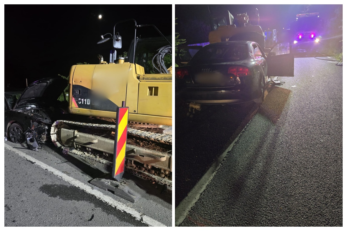 Cinci tineri răniți într-un accident după ce au intrat cu mașina într-un buldoexcavator pe drumul Sfântul Ioan din Cluj. Toți au în jur de 18 ani