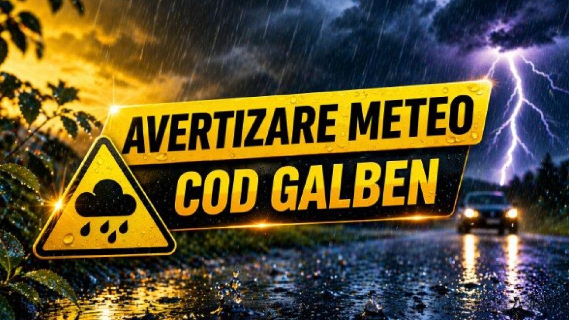 COD GALBEN de furtuni puternice în România: Clujul, vizat de vânt de până la 80 km/h, grindină și ploi torențiale până mâine seară