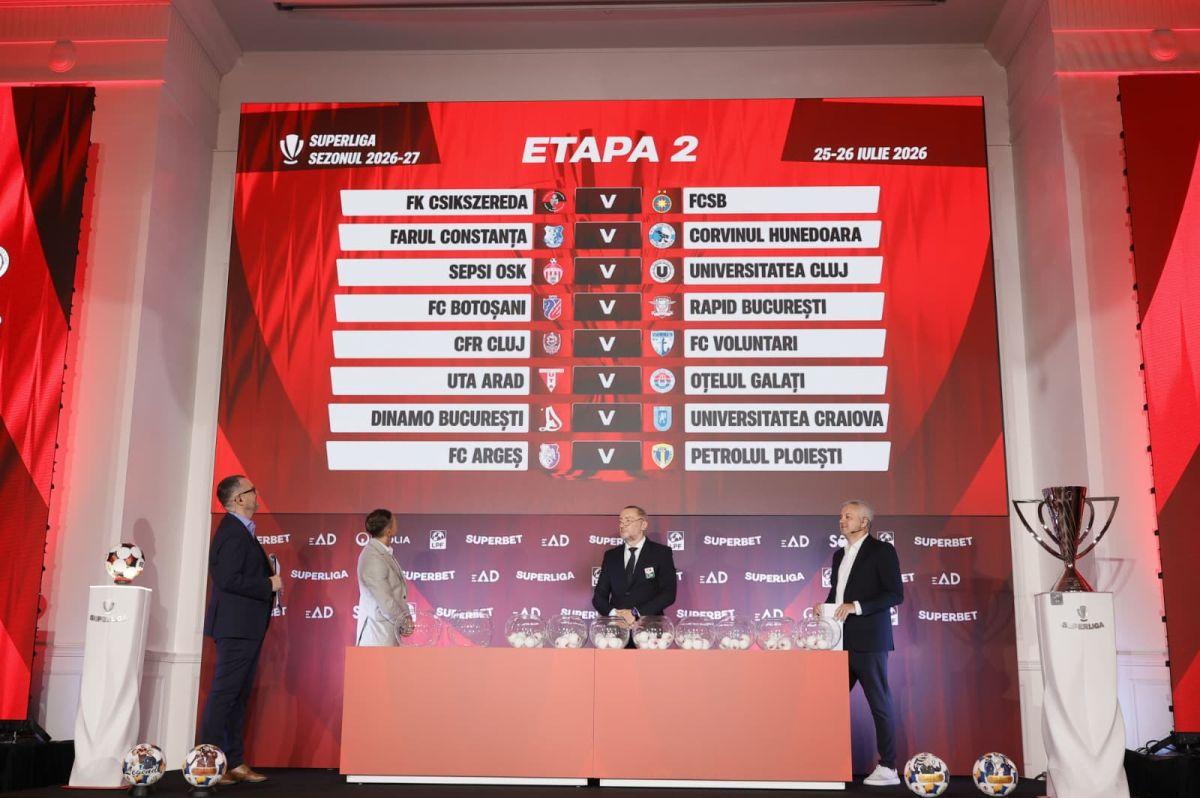 S-a stabilit programul Superligii 2026-2027! „U” Cluj și CFR Cluj și-au aflat adversarele. Derby-ul orașului se joacă încă din etapa a 4-a, pe 9 august!