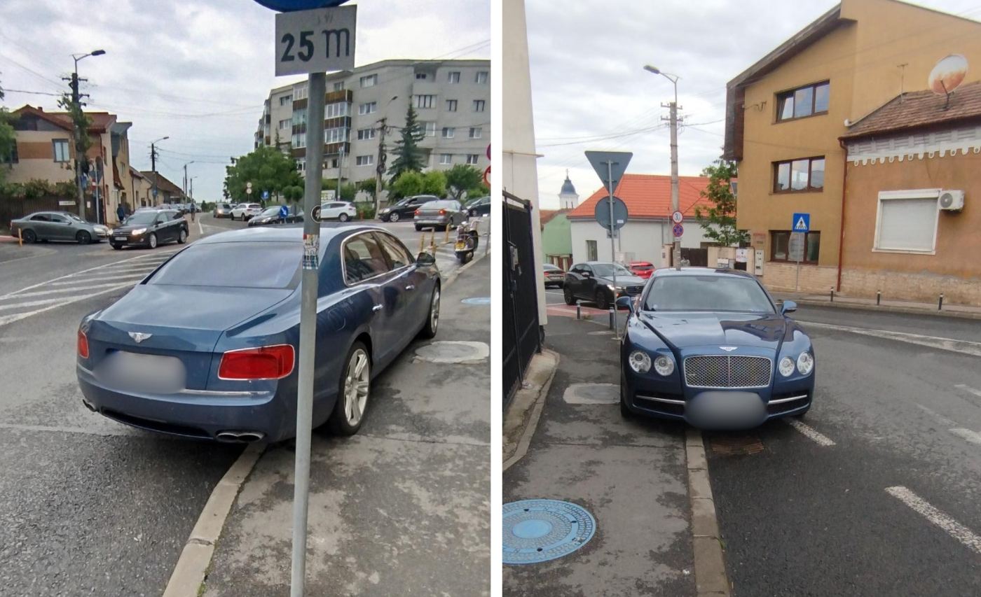 Tupeu de Bentley la Cluj! Și-a lăsat mașina unde a vrut și ablocat jumătate din bandă și trotuarul: Clujenii, scandalizați de „obrăznicia" șoferului
