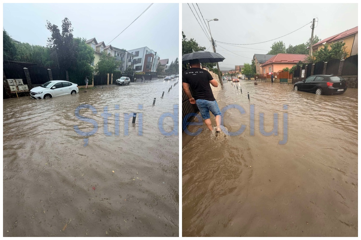 VIDEO Clujeni disperați pe strada Câmpului. Apa de pe toată strada se adună în casele și curțile lor la fiecare ploaie: ”În fiecare an renovăm”