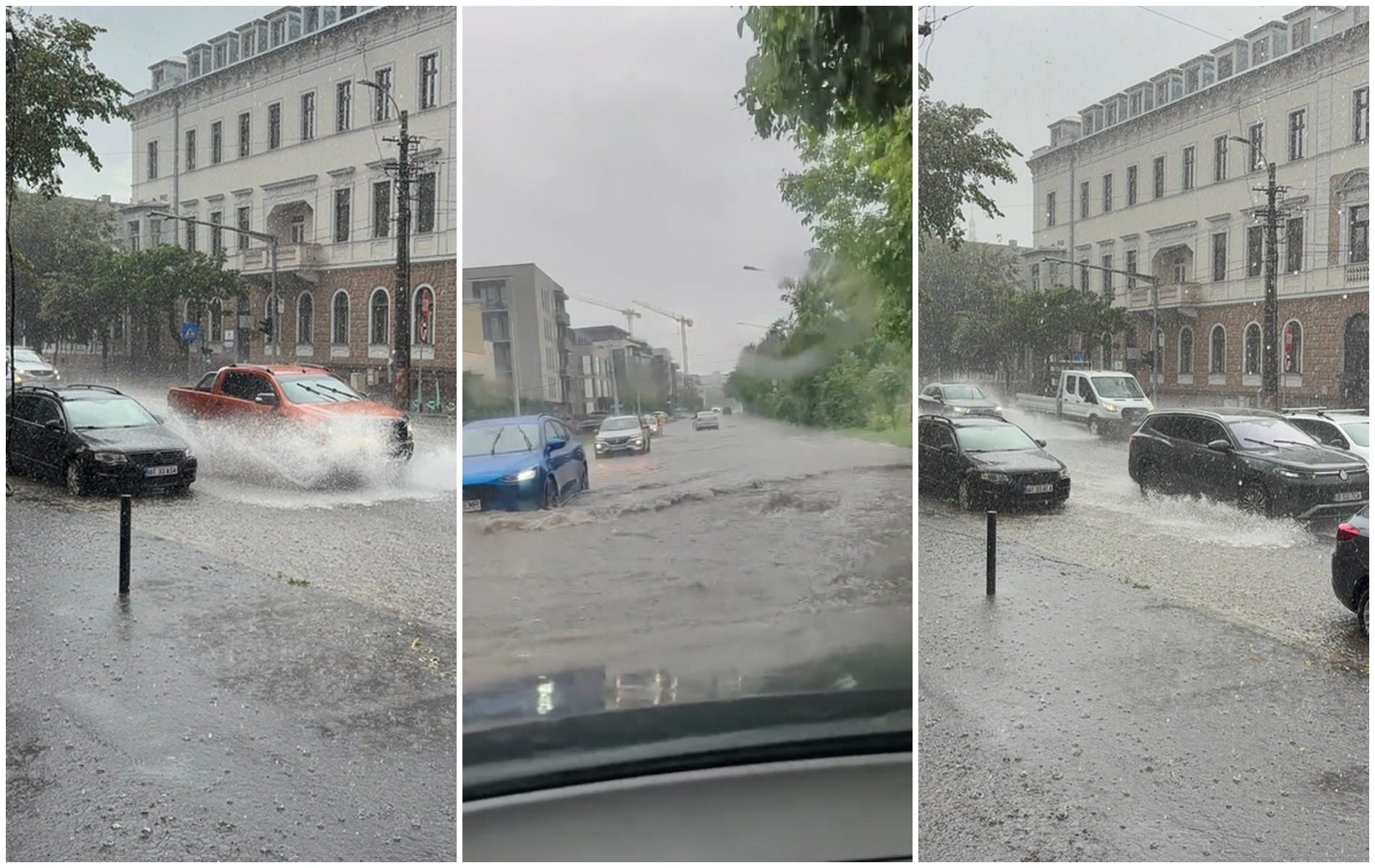 VIDEO/FOTO. Clujul sub ape după furtuna violentă! Inundații în Borhanci și pe Calea Dorobanților. Mașinile au înaintat cu greu prin șuvoaie
