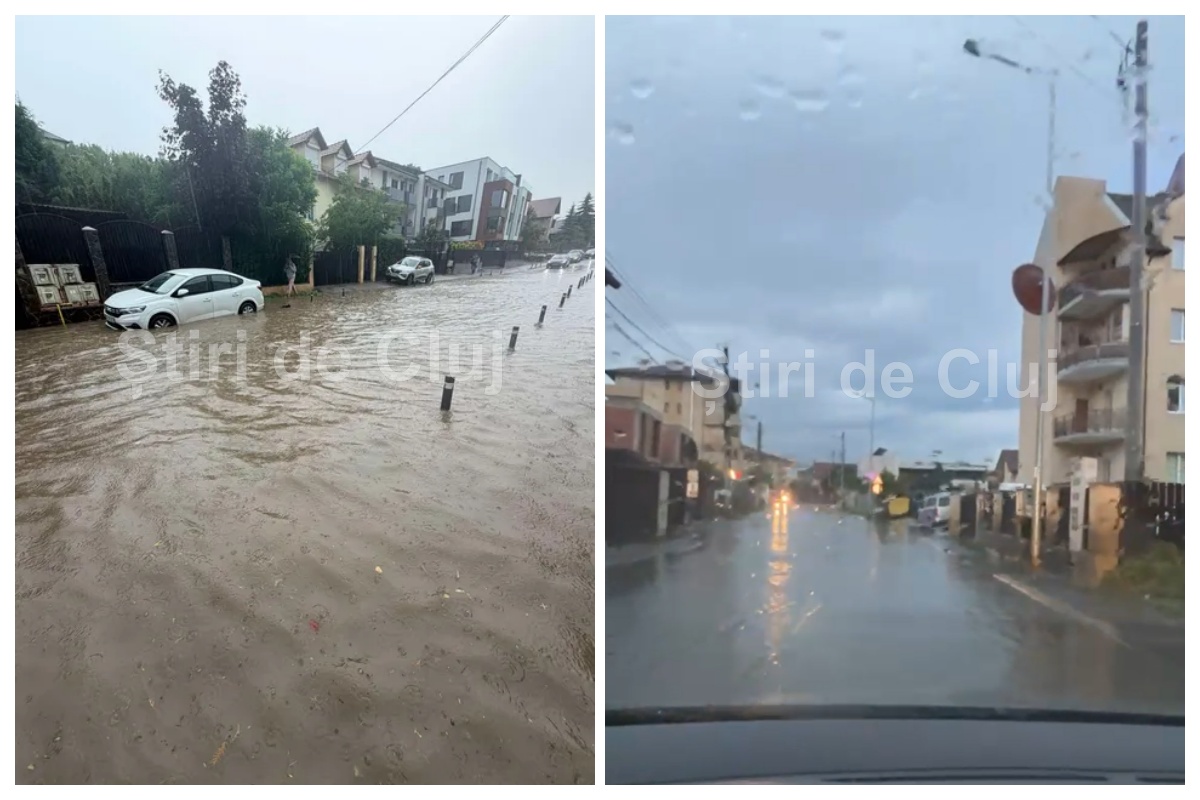 VIDEO. Inundațiile au cuprins Clujul și Floreștiul în seara asta. Oamenii au făcut haz de necaz: „Haidați la pescuit!”