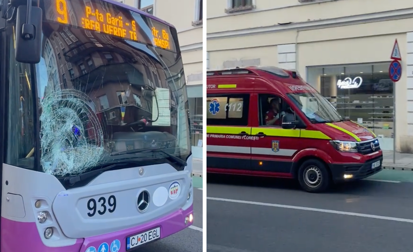 VIDEO. Accident grav pe strada Regele Ferdinand din Cluj-Napoca: O adolescentă de 17 ani a fost lovită de un autobuz! Care este starea victimei