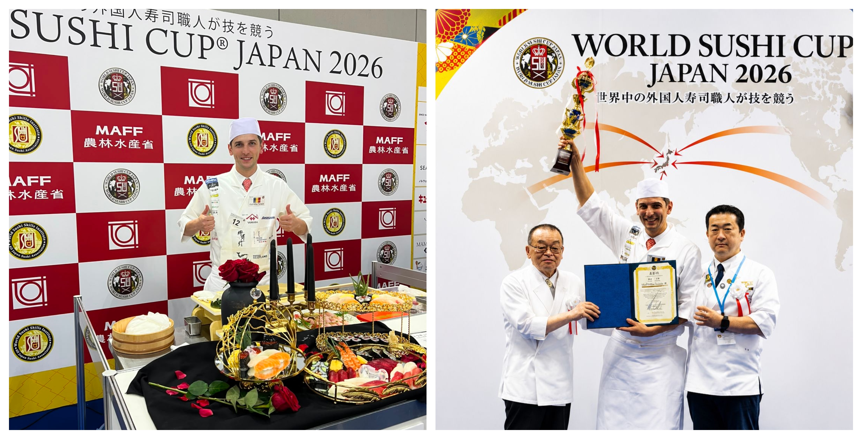 Performanță uriașă pentru România! Un bucătar din Cluj-Napoca a devenit campion mondial la sushi, în Japonia