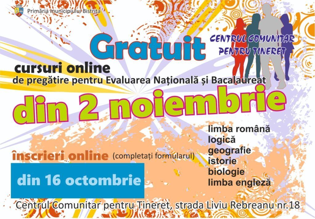Se pot face înscrieri la cursurile de organizate la Centrul Comunitar pentru Tineret